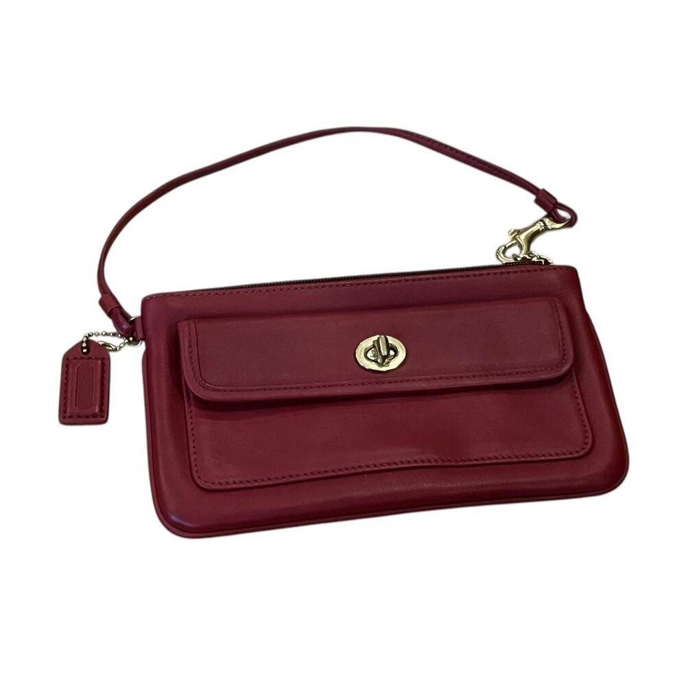 Coach Legacy Classic Red Turn-lock Leather Wristlet wallet Brass Hardware EUC - Picture 3 of 6